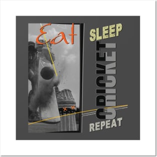 Eat sleep cricket repeat Posters and Art